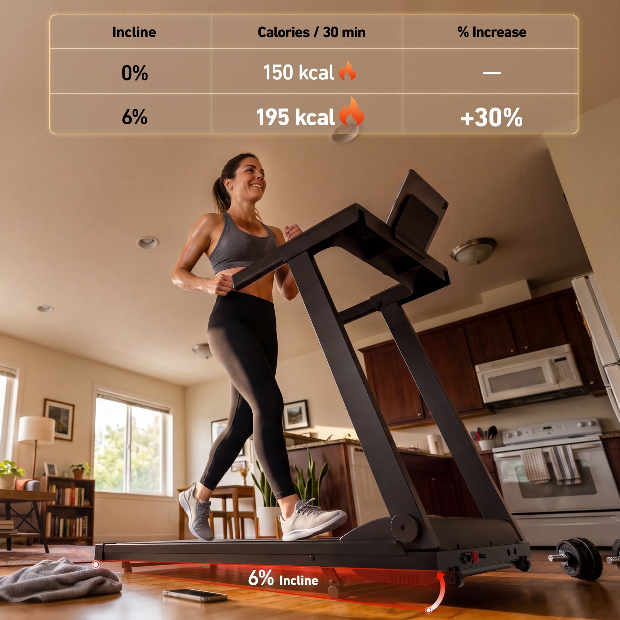 DeerRun All-New 2026 A1 Pro Move+ Smart Foldable Treadmill with 6% Incline & NFC | 350 lbs, 10 mph, Black