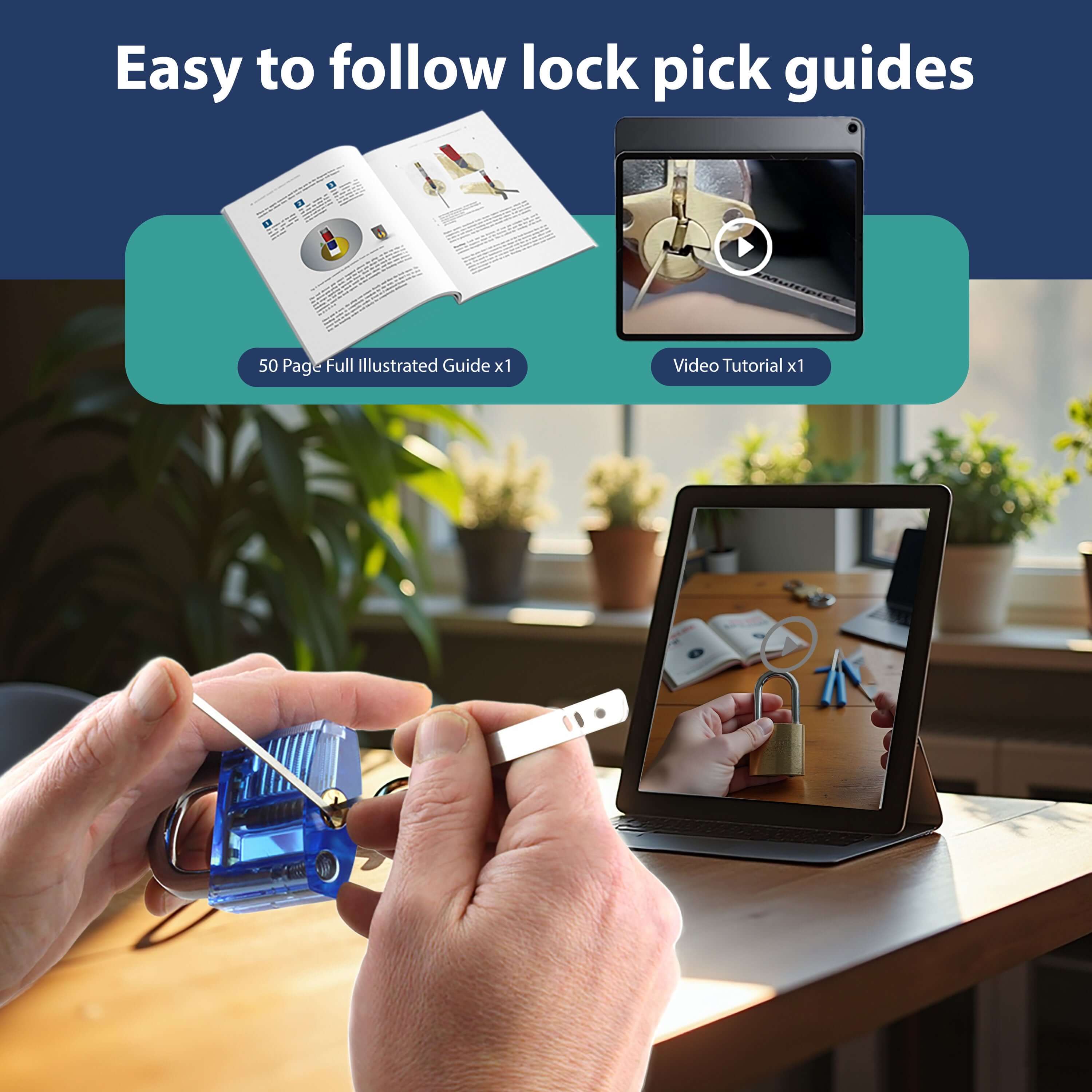 Lock Pick Set - for Beginners+: Lock Picks by LOKKO, Practice Locks, Covert Kit + How-to Guide